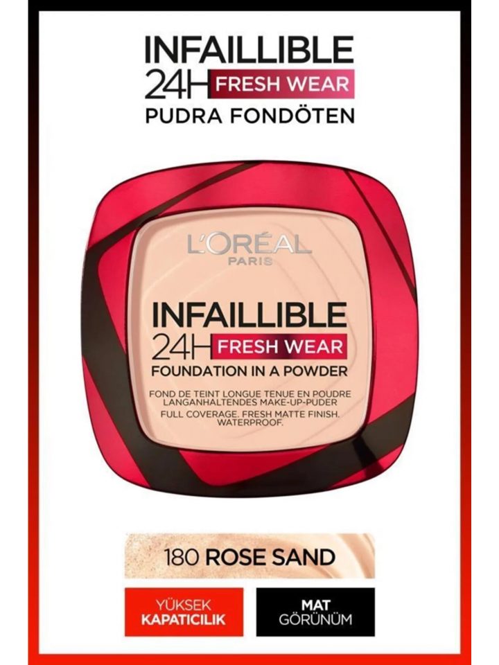 Loreal Paris Infaillible 24H Fresh Wear Pudra Fondöten 180 Rose Sand
