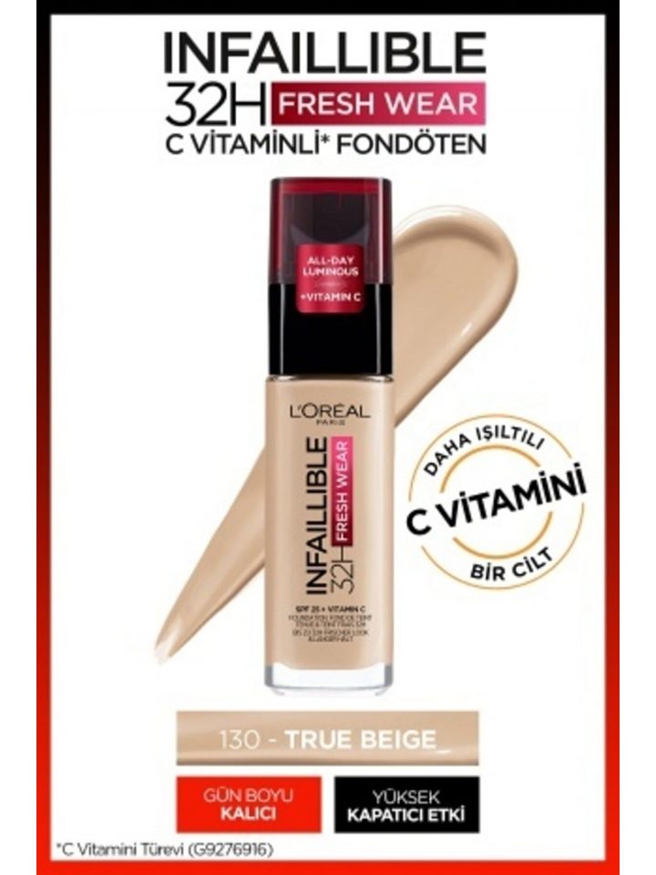 L'Oreal Paris Infaillible 24h Fondöten 130 True Beıge 130 Beıge Peau